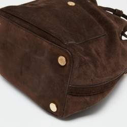 Pre Owned Michael Kors Dark Brown Suede and Leather Greenwich Bucket Bag