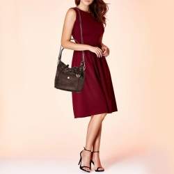 Pre Owned Michael Kors Dark Brown Suede and Leather Greenwich Bucket Bag
