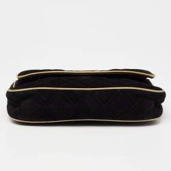 Pre Owned MICHAEL Michael Kors Black/Gold Quilted Suede Jet Set Chain Flap Shoulder Bag