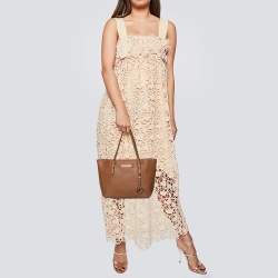 Pre Owned حقيبة يد مايكل كورس جيت سيت جلد بنية