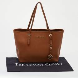 Pre Owned حقيبة يد مايكل كورس جيت سيت جلد بنية