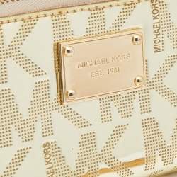 Pre Owned Michael Kors Gold Patent Leather Zip Around Wallet