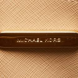 Pre Owned حقيبة يد مايكل كورس ميرسر جلد وكانفاس مقوى بيضاء / بنية فاتحة بشعار صغيرة 