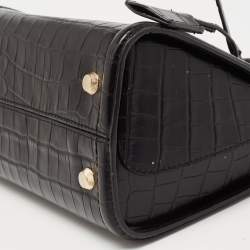 Pre Owned Michael Kors Black Croc Embossed Leather Satchel