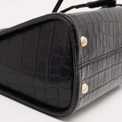 Pre Owned Michael Kors Black Croc Embossed Leather Satchel
