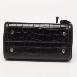 Pre Owned Michael Kors Black Croc Embossed Leather Satchel