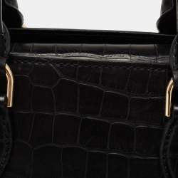 Pre Owned Michael Kors Black Croc Embossed Leather Satchel