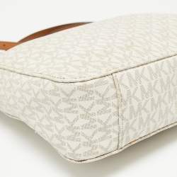 Pre Owned Michael Kors White Signature Coated Canvas Jet Set Messenger Bag