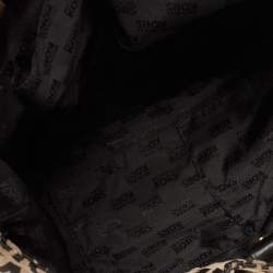 Pre Owned Michael Kors Beige/Black Signature Canvas and Leather Jet Set Drawstring Bag