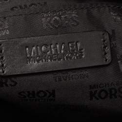 Pre Owned Michael Kors Beige/Black Signature Canvas and Leather Jet Set Drawstring Bag