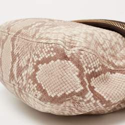 Pre Owned حقيبة كروس مايكل كورس بيدفورد جلد نقشة الثعبان بيج 