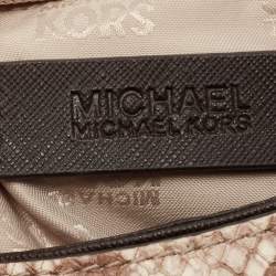 Pre Owned حقيبة كروس مايكل كورس بيدفورد جلد نقشة الثعبان بيج 