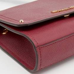 Pre Owned Michael Kors Burgundy Leather Jet Set Flap Crossbody Bag
