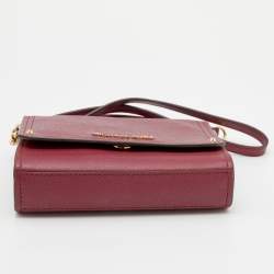 Pre Owned Michael Kors Burgundy Leather Jet Set Flap Crossbody Bag