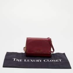 Pre Owned Michael Kors Burgundy Leather Jet Set Flap Crossbody Bag