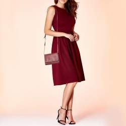 Pre Owned Michael Kors Burgundy Leather Jet Set Flap Crossbody Bag