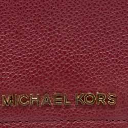 Pre Owned Michael Kors Burgundy Leather Jet Set Flap Crossbody Bag