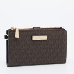 Pre Owned محفظة هاتف ذكي مايكل كورس أديل كانفاس مقوى بني شعار ماركة 