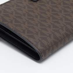 Pre Owned محفظة هاتف ذكي مايكل كورس أديل كانفاس مقوى بني شعار ماركة 