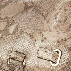 Pre Owned حقيبة يد توتس مايكل مايكل كورس ايست ويست هاميلتون جلد نقشة الثعبان أسود/بيج