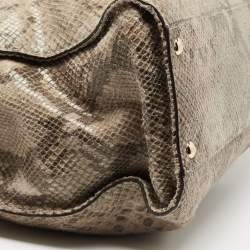 Pre Owned حقيبة يد توتس مايكل مايكل كورس ايست ويست هاميلتون جلد نقشة الثعبان أسود/بيج