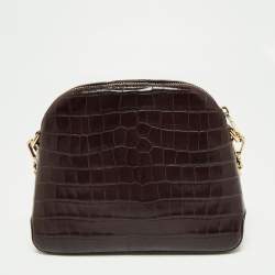 مملوكة مسبقًا Michael Kors Burgundy Croc Embossed Leather Cindy Shoulder Bag