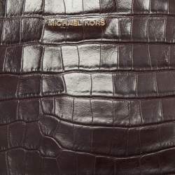مملوكة مسبقًا Michael Kors Burgundy Croc Embossed Leather Cindy Shoulder Bag