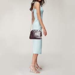 مملوكة مسبقًا Michael Kors Burgundy Croc Embossed Leather Cindy Shoulder Bag