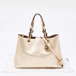 مملوكة مسبقًا MICHAEL Michael Kors Metallic Gold Leather Medium Cynthia Tote