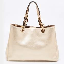 مملوكة مسبقًا MICHAEL Michael Kors Metallic Gold Leather Medium Cynthia Tote