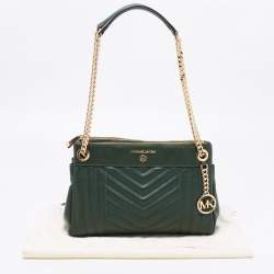 Pre Owned Michael Kors Green Quilted Leather Susan Shoulder Bag