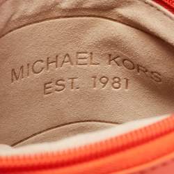 Pre Owned Michael Kors Neon Orange Neoprene and Patent Leather Messenger Bag