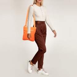 Pre Owned Michael Kors Neon Orange Neoprene and Patent Leather Messenger Bag