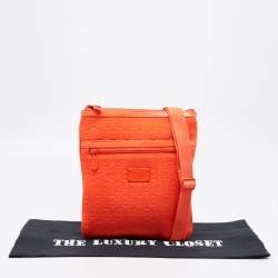 Pre Owned Michael Kors Neon Orange Neoprene and Patent Leather Messenger Bag