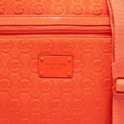 Pre Owned Michael Kors Neon Orange Neoprene and Patent Leather Messenger Bag