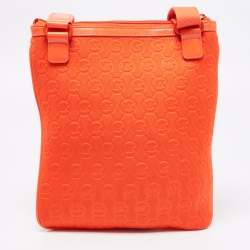 Pre Owned Michael Kors Neon Orange Neoprene and Patent Leather Messenger Bag