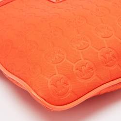Pre Owned Michael Kors Neon Orange Neoprene and Patent Leather Messenger Bag