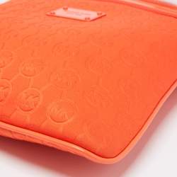 Pre Owned Michael Kors Neon Orange Neoprene and Patent Leather Messenger Bag