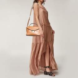 Pre Owned Michael Kors Tan Leather Whitney Top Handle Bag