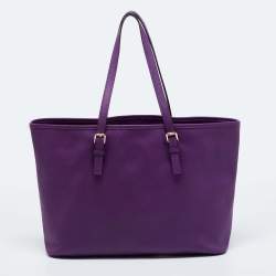 Pre Owned MICHAEL Michael Kors Violet Leather Large Jet Set Travel Tote