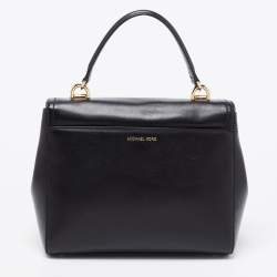 Pre Owned Michael Kors Black Leather Ava Top Handle Bag