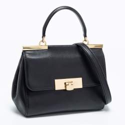 Pre Owned Michael Kors Black Leather Small Marlow Top Handle Bag