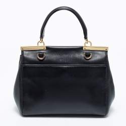 Pre Owned Michael Kors Black Leather Small Marlow Top Handle Bag