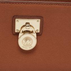Pre Owned Michael Kors Caramel Brown Leather Hamilton Zip Around Wallet