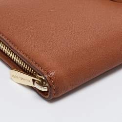 Pre Owned Michael Kors Caramel Brown Leather Hamilton Zip Around Wallet