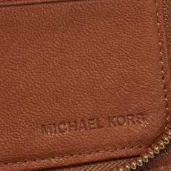 Pre Owned Michael Kors Caramel Brown Leather Hamilton Zip Around Wallet