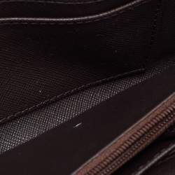 Pre Owned Michael Kors Brown Signature Coated Canvas Wristlet Zip Around Wallet