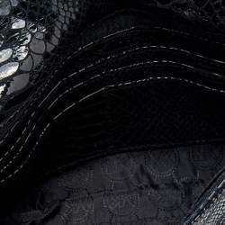 Michael Kors Metallic Black Python Effect Leather Flap Chain Clutch