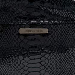 Michael Kors Metallic Black Python Effect Leather Flap Chain Clutch