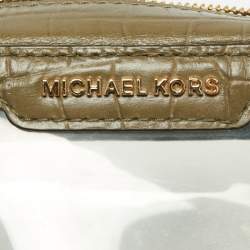 Pre Owned Michael Kors Green PVC and Croc Embossed Ginny Crossbody Bag